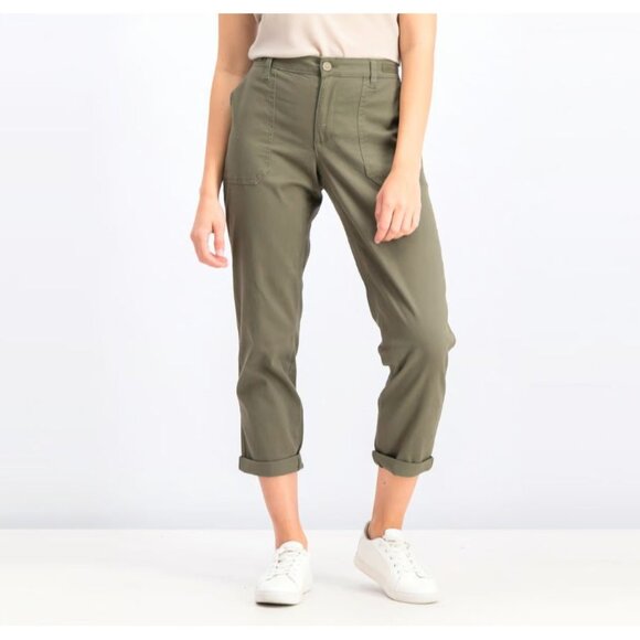 Jones New York Straight Leg Mid Rise Chino Pants Olive Green Sz 12 Utility - Picture 3 of 12
